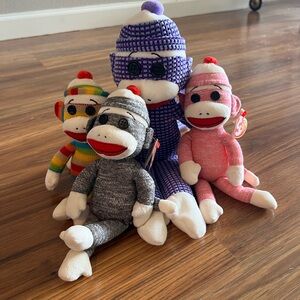 TY Original Beanie Babies Socks the Sock Monkey Collection